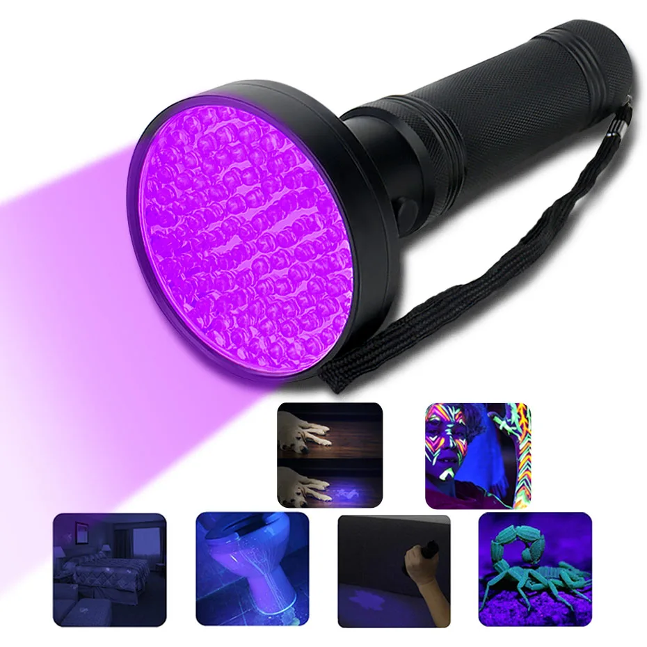 

Multifunctional UV Flashlight 395 nm Black Light Ultraviolet Torch 51 100 Leds UV Flashlights Zoomable AA Battery Waterproof