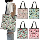 Сумка Corgi с принтом милой собаки, Женская вместительная сумка для покупок с милой собакой, дорожная сумка через плечо, портативные сумки-тоут, подарок