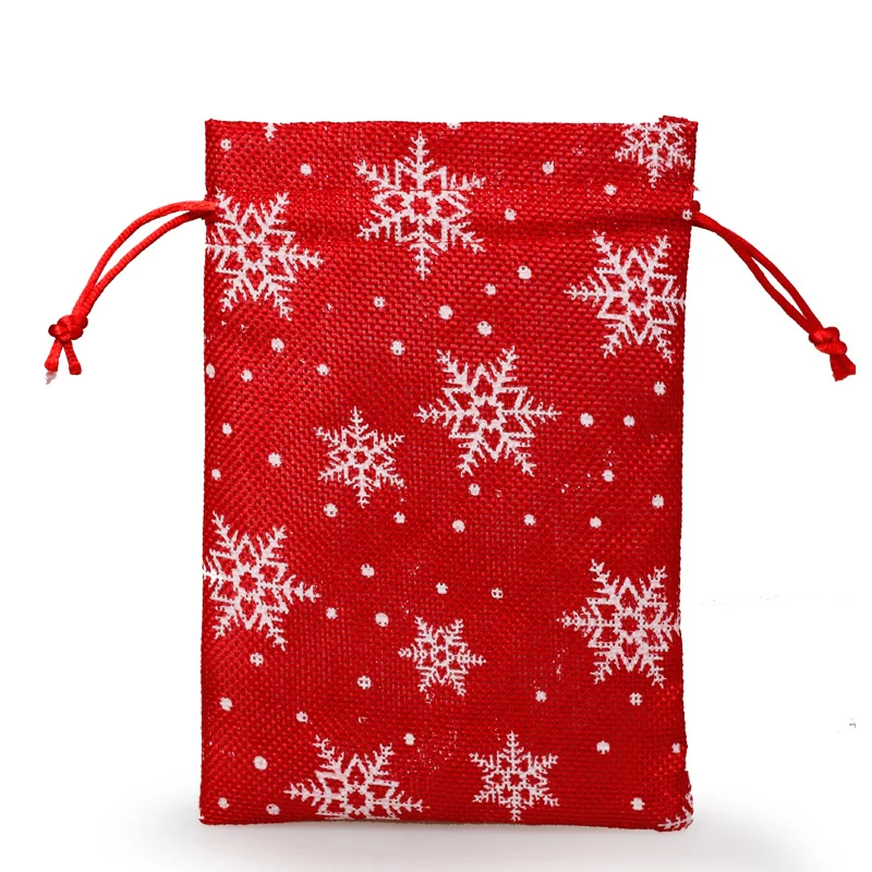 Рождественская Снежинка льняная Джутовая сумка на шнурке Подарочная для свадьбы