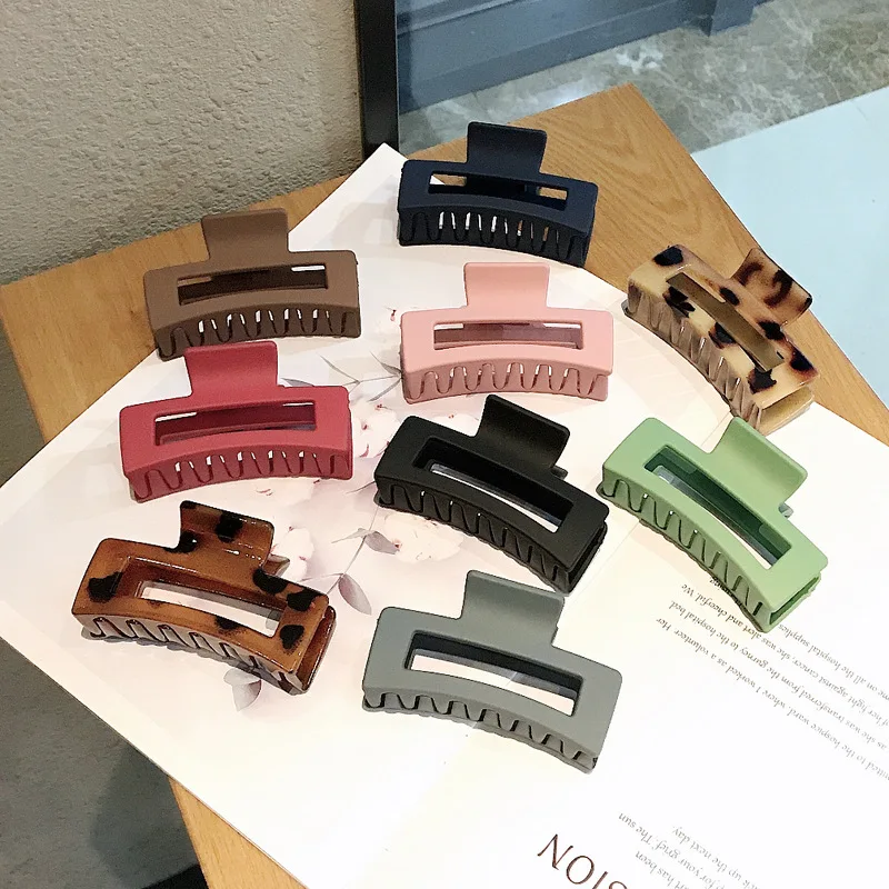 

Заколка-банан для девочек, прямоугольная, Геометрическая, матовая, полая заколка