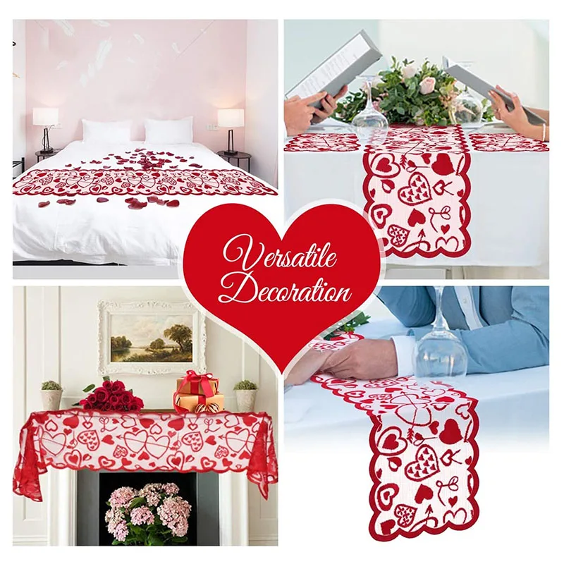 

Valentine's Day Decorations Table Runner & Placemats, Table Placemats Decor for Valentine's Day/Wedding Party