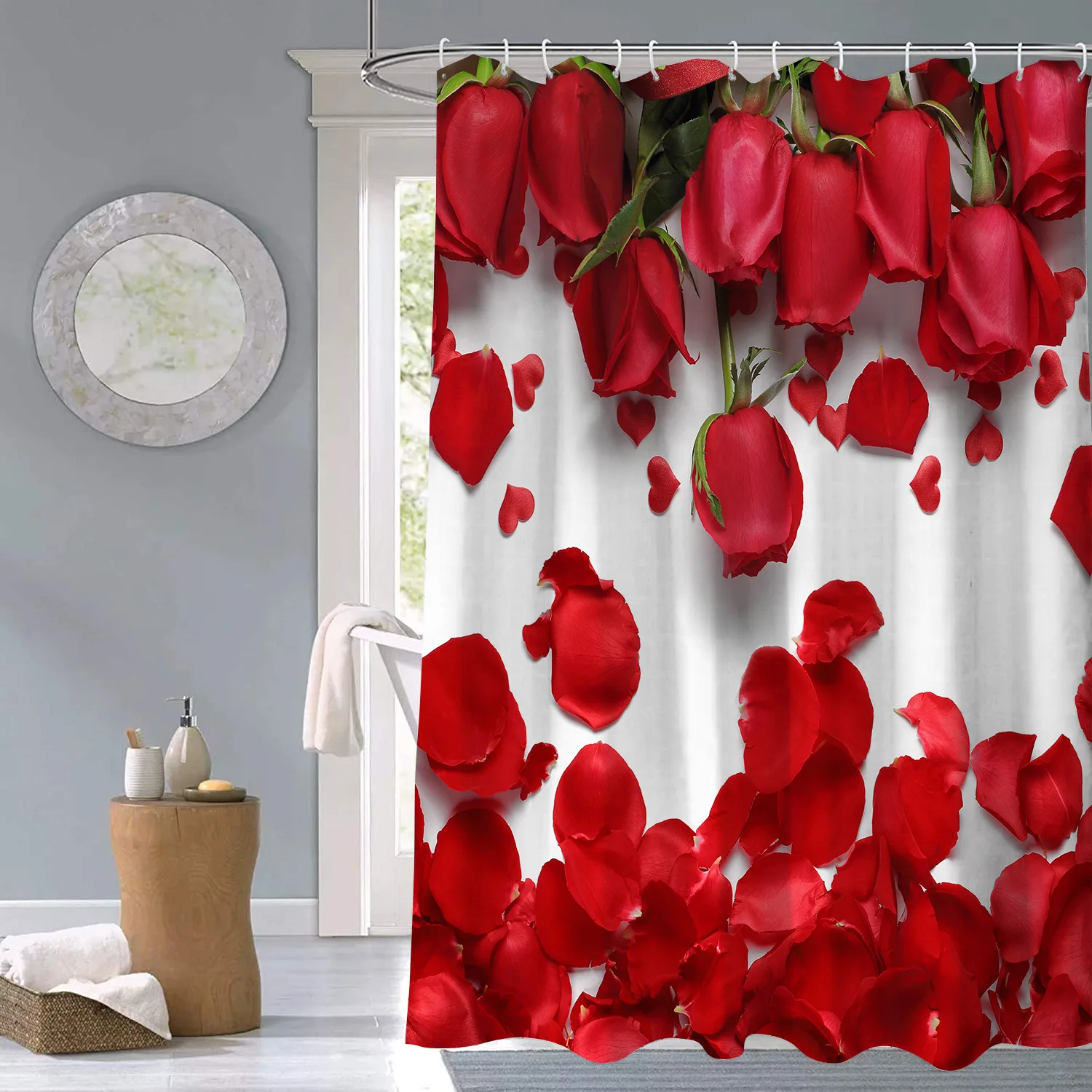

Plant Bathroom Shower Curtain Waterproof Mildew Curtains Digital Customized Perforated-Free Bath Curtains Bathroom Accessories