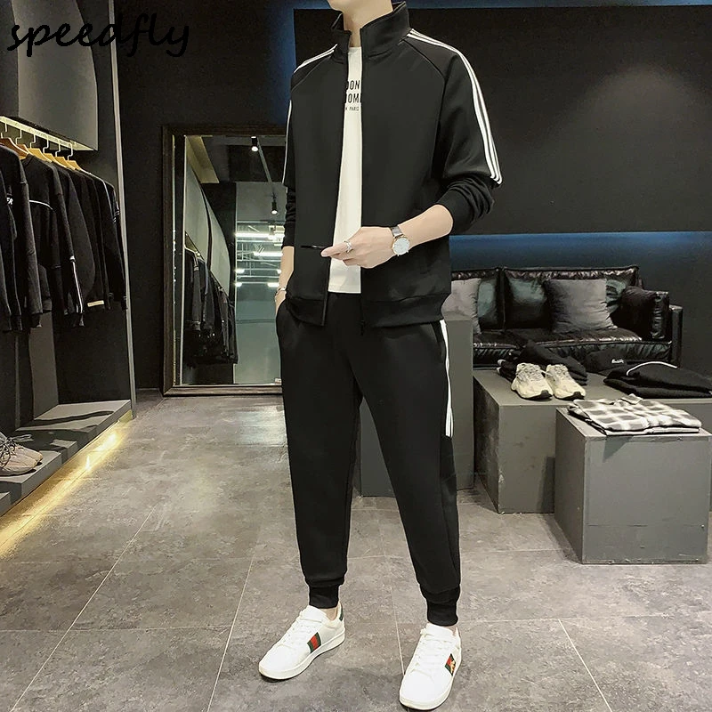 

Men's Casual Tracksuit Men 2 Piece Set Men 2021 Spring New Jacket Sportswear Sweatshirt Black Jogging Sweatpants Tracksuit Men