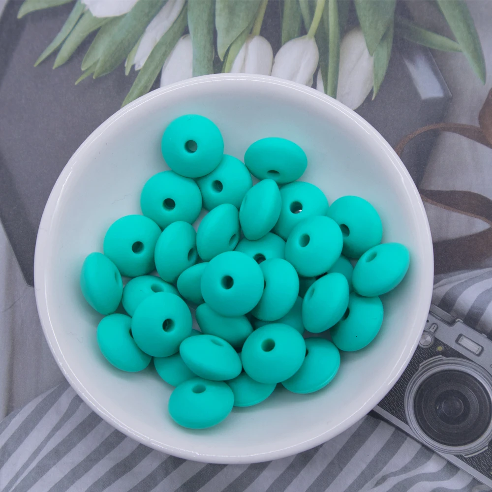 60pc Baby Teether Silicone Teethers BPA Free Abacus Lentils Beads Silicone Beads Baby Teething Nursing Pacifier Clip Accessories - Цвет: 60pc BD020-21