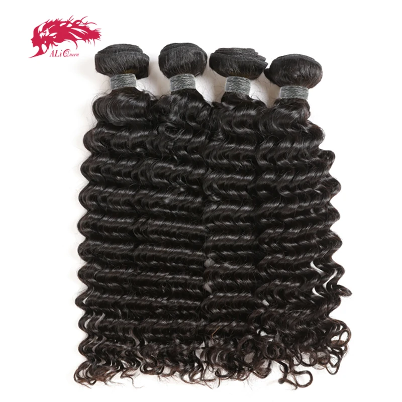 Ali queen hair 3 шт. глубокая волна перуанские человеческие волосы remy плетение пряди M/7A человеческие волосы для наращивания 1"-26" натуральный цвет