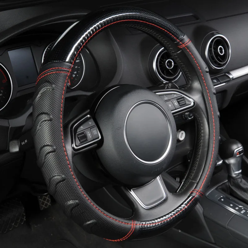 

Steering Wheel Cover Universal PU Leather Willow Leaf Matte Anti-Slip M Size Fits 38CM Diameter Fashionable And Beautiful Style