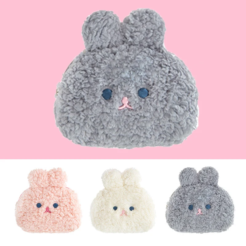 gray Bentoy Milkjoy, милый кролик, берберский флис, плюшевый Кошелек для монет, меховые сумки для макияжа, милая девочка, держатель для карт, кошелек, клатч - Цвет: gray
