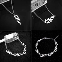 new trendy subculture cool girls flame choker necklace jewelry punk collares gothic hip hop street vintage link chain necklace