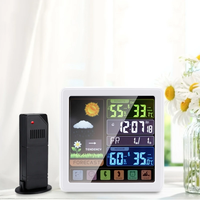 

Weather Station Radio with Outdoor Sensor Digital Indoor Outdoor Room Thermometer Hygrometer with Weather Forecast Time Display