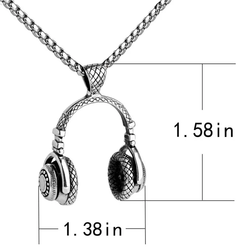 DDL музыка DJ подвеска в виде наушников ожерелья из нержавеющей стали для украшений