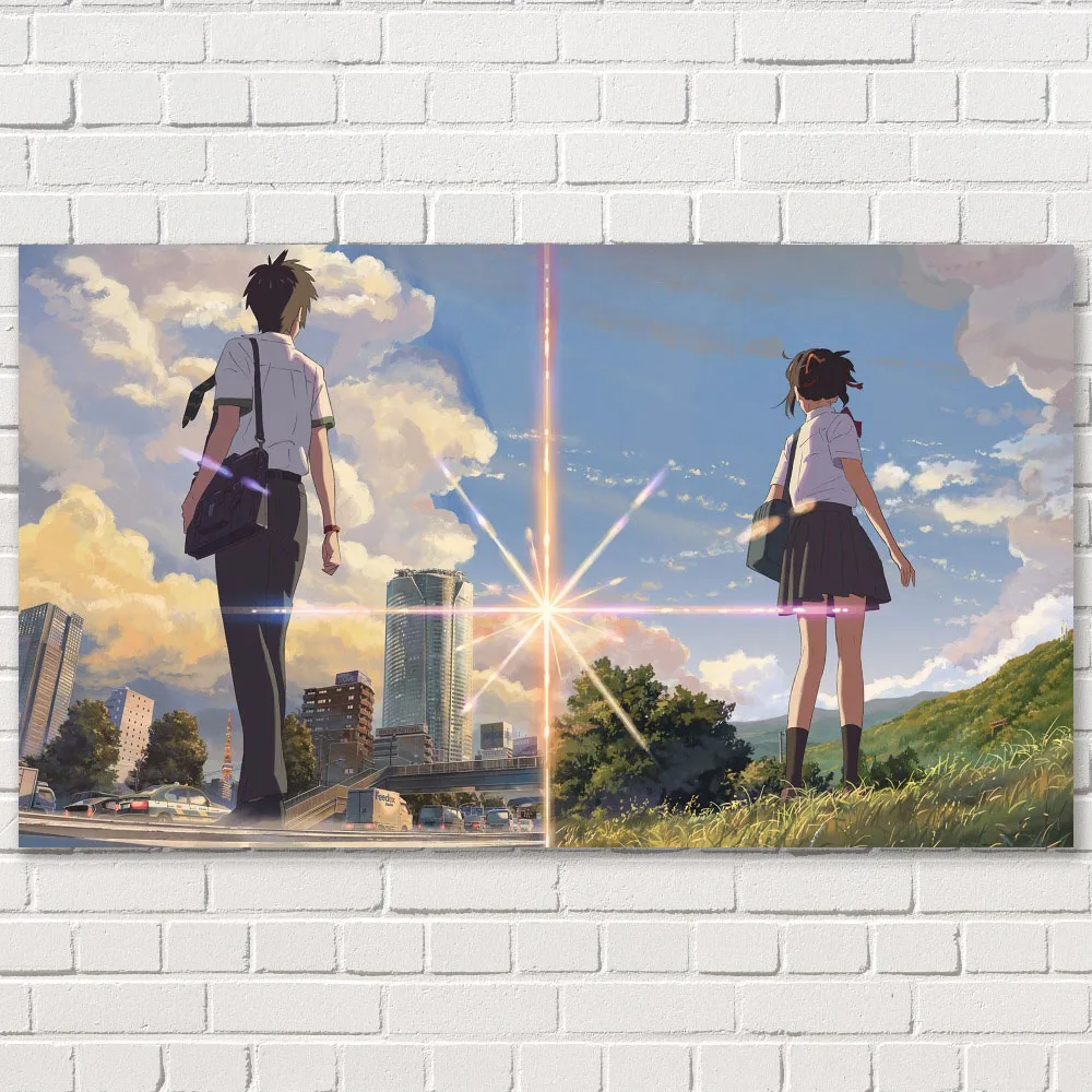 Плакаты из японского аниме фильма Ваше имя постеры для Hd арта Шелковый Холст