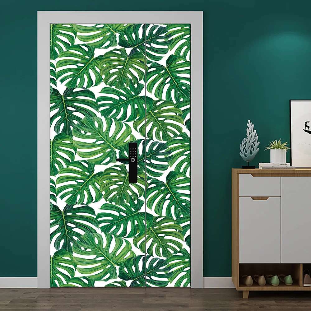 2pcs Modern Wall Stickers Waterproof Wallpapers 3d Mural Living Room Door Stickers Bedroom Nordic Papier Peint Home Decor BK50TZ