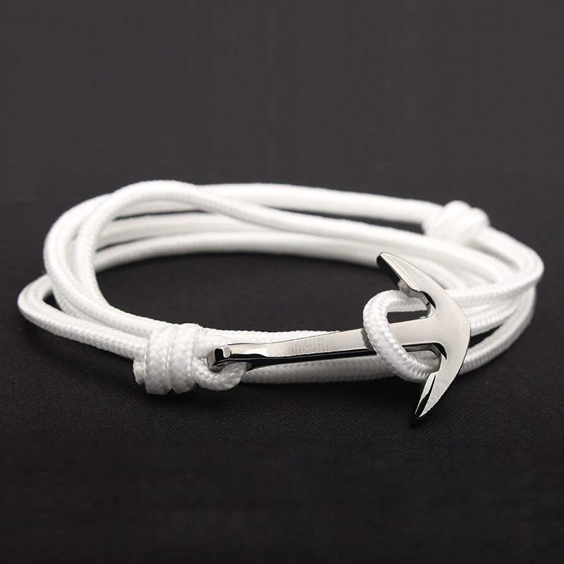 2-1 Adjustable Paracord Anchor Bracelet Woman Men Charm Bracelets Alloy Anchor Nylon Rope Chain Armband Vintage Bracelets& Bangles - Окраска металла: 2-1