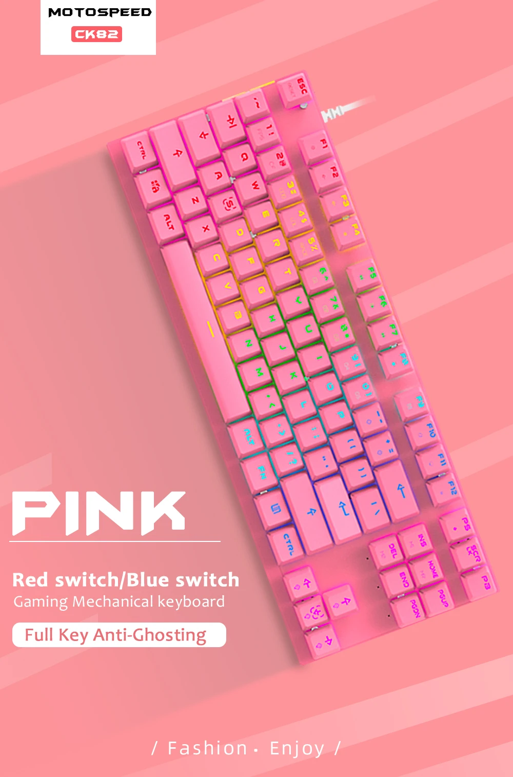 Motospeed Mechanical Gaming Keyboard 87 Key Wired Red Switch RGB Backlight Anti-Ghosting for PC Computer Russian Gamer Keybords