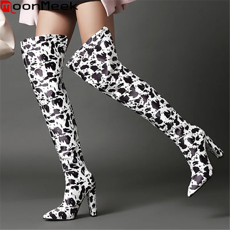 

MoonMeek 2021 Big Size 34-43 Fashion Over The Knee Boots Sexy Extreme High Heels Pointed Toe Winter Boots Keep Warm Women Boots
