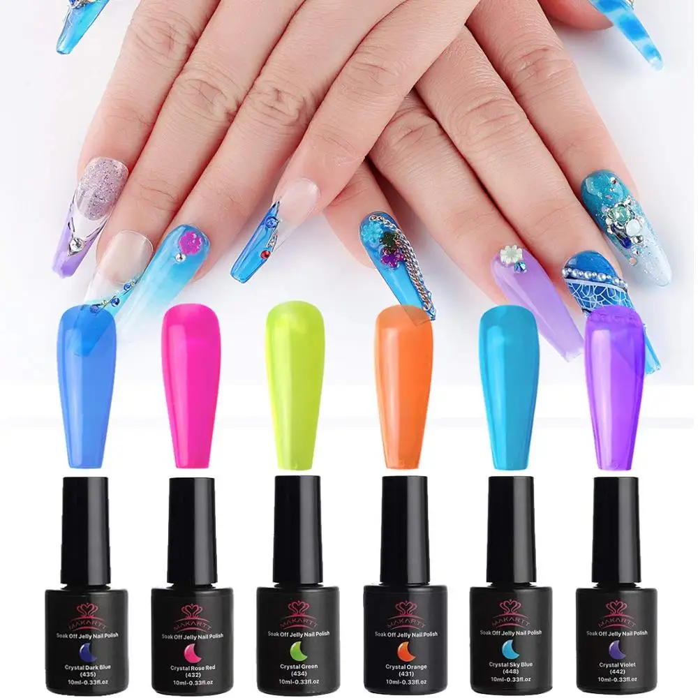 A-1 Makartt Гель-лак Crystal Rainbow Jelly набор для ногтей 6 шт. Блестящий стойкий замачивающийся УФ светодиодный Гель-лак для отверждения цветной гель - Цвет: A-1