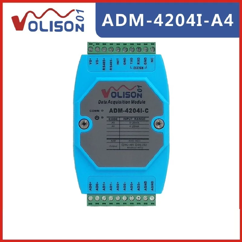 

ADM-4204I-A4 новый 4-канальный аналоговый выходной модуль 485 в аналоговый 4-20mA сигнал DA модуль MODBUS RTU