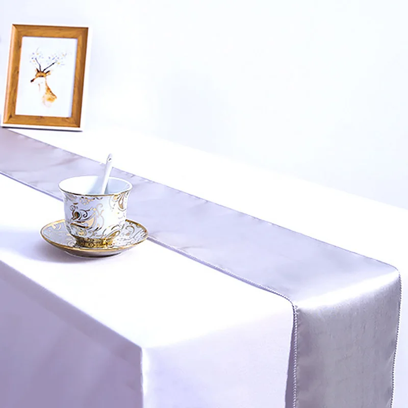 275*30 см настольная дорожка однотонная белая/Розовая Золотая атласная для свадьбы