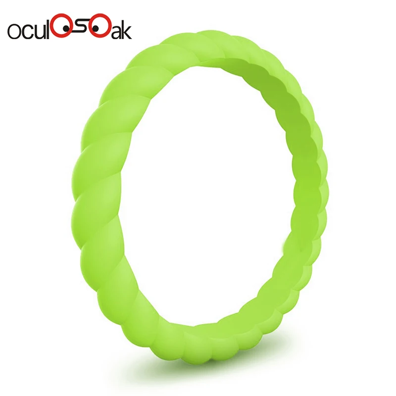 Hot Fashion 3mm Thin Braided Silicone Ring For Women Wedding Rings Sports Hypoallergenic Crossfit Flexible Rubber Finger Ring