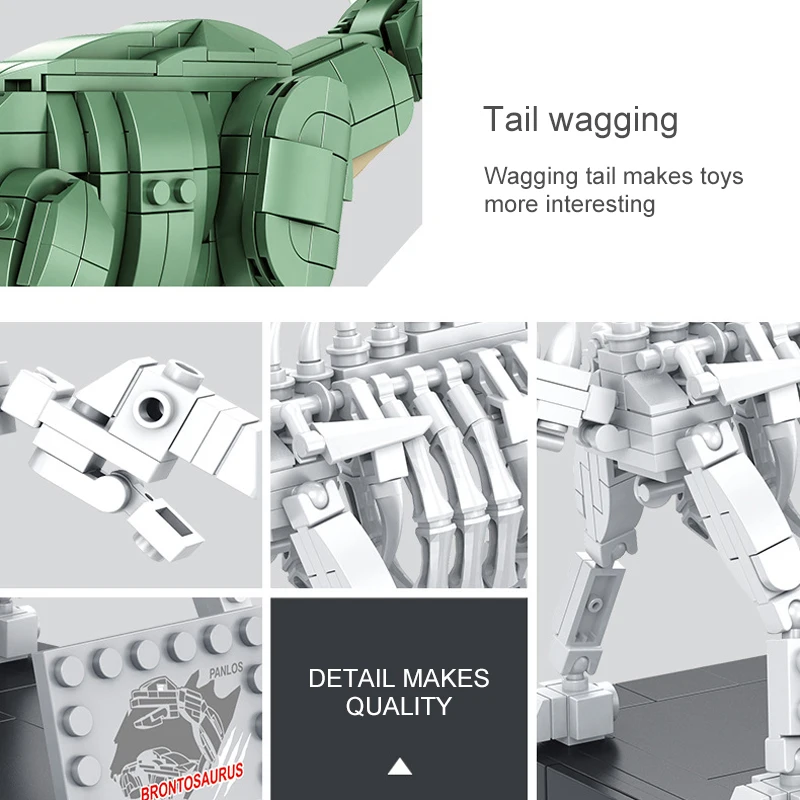 

731Pcs Brontosaurus Dinosaur Fossils 2 IN 1Building Blocks Jurassic World Park Animal Model Bricks Educational Toys Collection