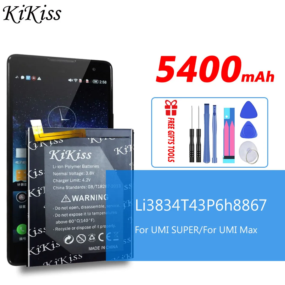 KiKiss прочный 5400 мА/ч запасная батарея для мобильного телефона Li3834T43P6h8867 UMI SUPER/для Max