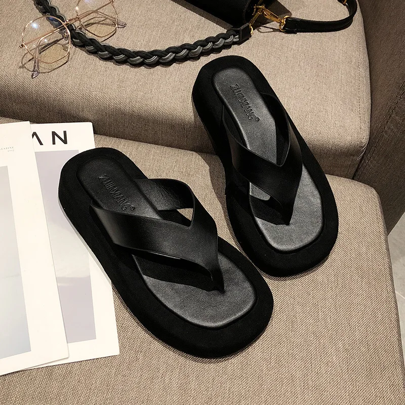 

Slippers Casual Summer Women's Shoes Pantofle Med Shale Female Beach Slides Rubber Flip Flops Platform Luxury Soft Flat 2021 Sab