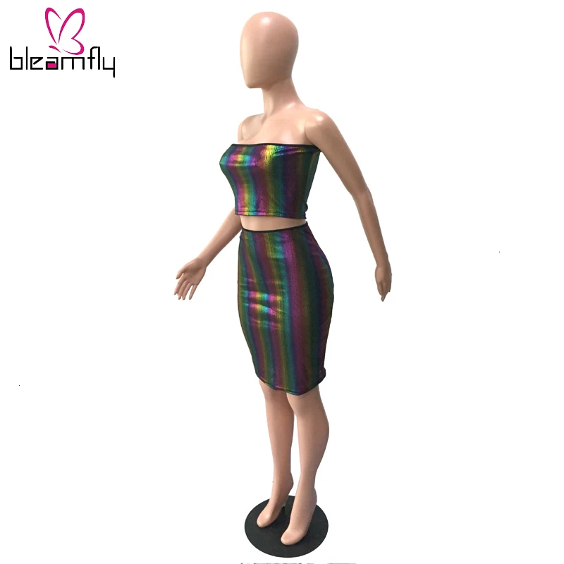 Осенний Женский комплект в радужную полоску с градиентным принтом укороченный