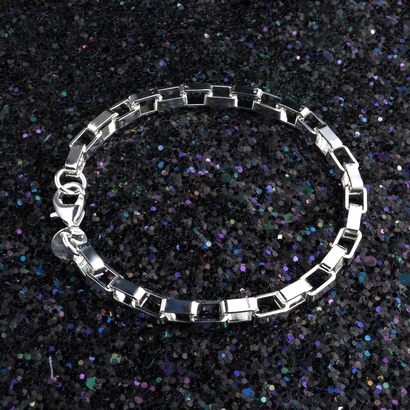 

S925 Silver Fashionable Long Lattice Bracelet Women's New Temperament Simple Versatile Texture Design Feeling Bangle Fashion