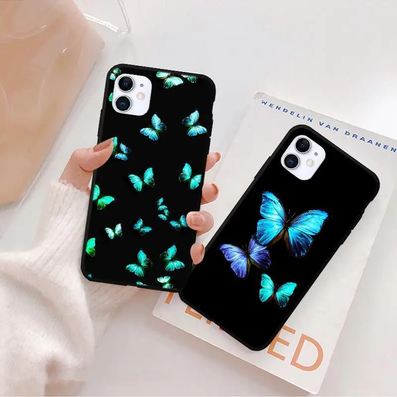 Чехол для iPhone 11 12 Mini XR 7 8 Plus X SE Pro с изображением голубой бабочки | Мобильные