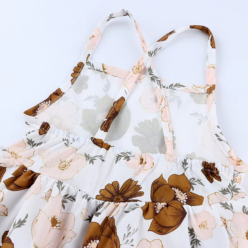 

Toddler Baby Girls Clothing Set Sleeveless Sling Top+Ruffle Tutu Flower Print Princess Skirt 2PCS Tracksuit Newborn Suit Outfits