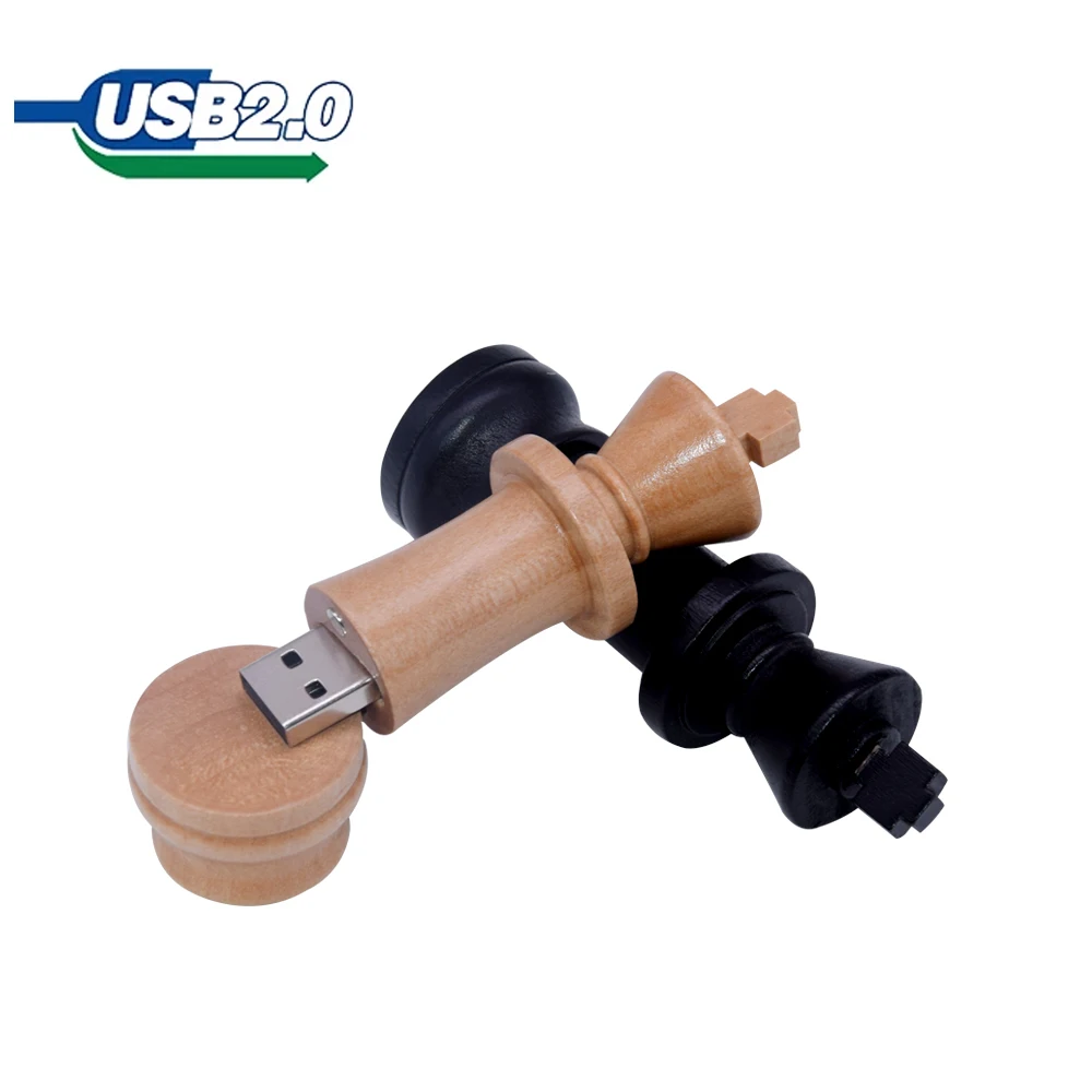 

Wooden Chess Pen Drive King Usb Flash Drive Wood Memory Stick 4GB 8GB 16GB 32GB 64GB 128GB Real capacity Chessman U Stick Gift