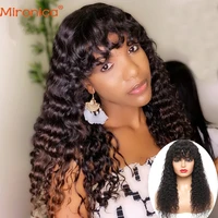 mironica hair brazilian 26 inch natural black water wave full machine made human hair wigs with bang for women fast shipping