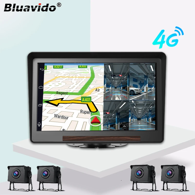 Bluavido 4G Android 9.0 Car DVR GPS Navigation HD 720P Truck Bus 24h Remote Monitoring Dash Camera 15M Rear Cable Video Recorder |