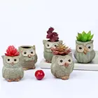 Керамический цветочный мини-горшок с большим пальцем, настольный горшок для растений, Креативный цветочный горшок в форме совы, держатель для растений, ваза для растений и суккулентов