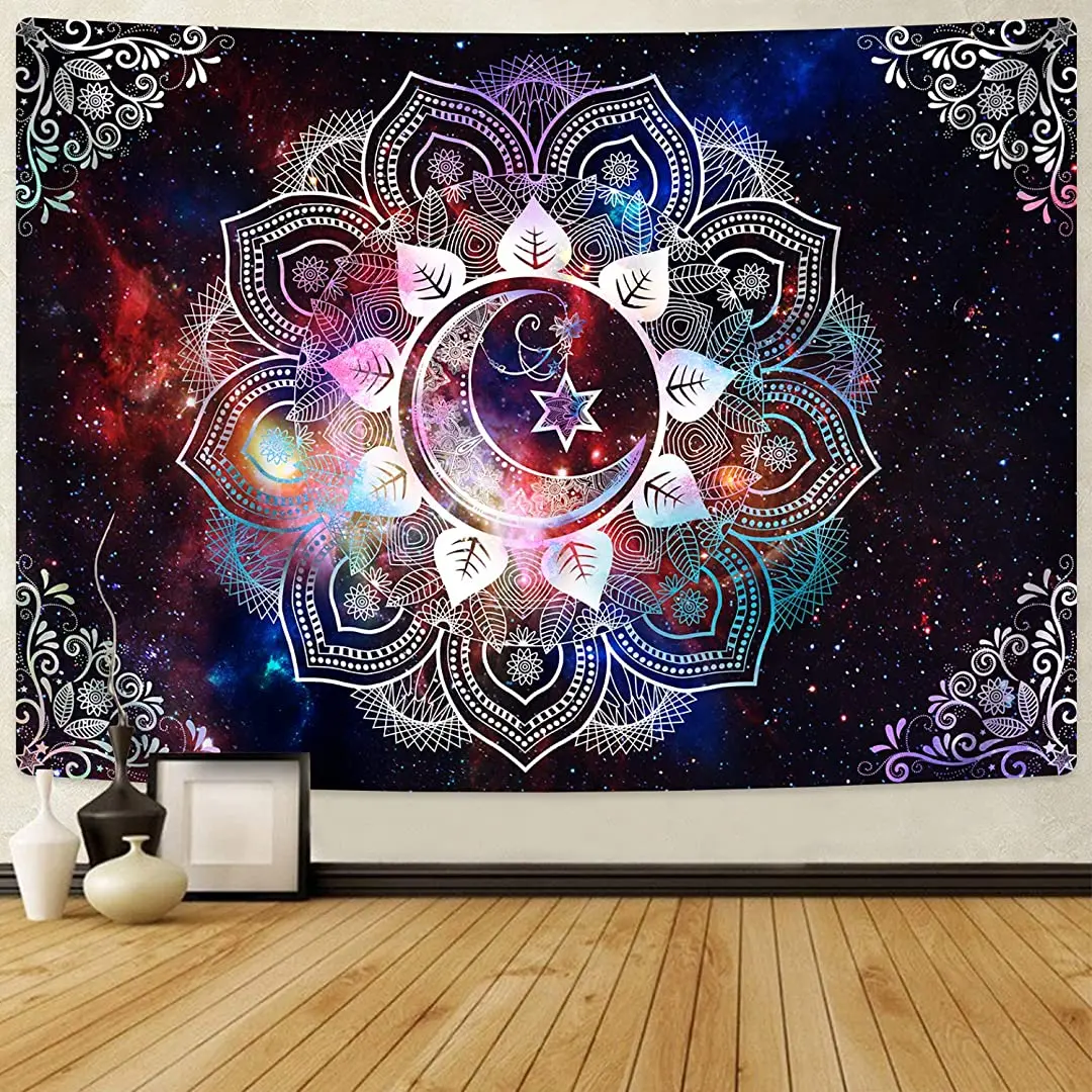 

Likiyol Moon Star Tapestries Celestial Galaxy Starry Tapestry Psychedelic Trippy Tapestry Hippie Boho Mandala Tapestry for Room