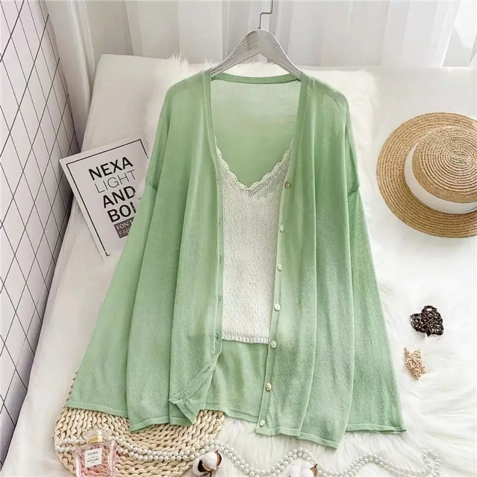 Женский вязаный кардиган с v-образным вырезом повседневный тонкий