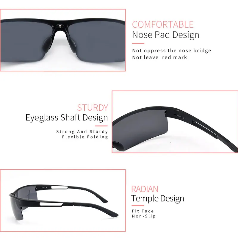 

KANDREA 2021 New Oversized Square Polarized Sunglasses Men New Aluminum Eyewear Vintage Male Shades UV400 Half-Frame Eyeglasses