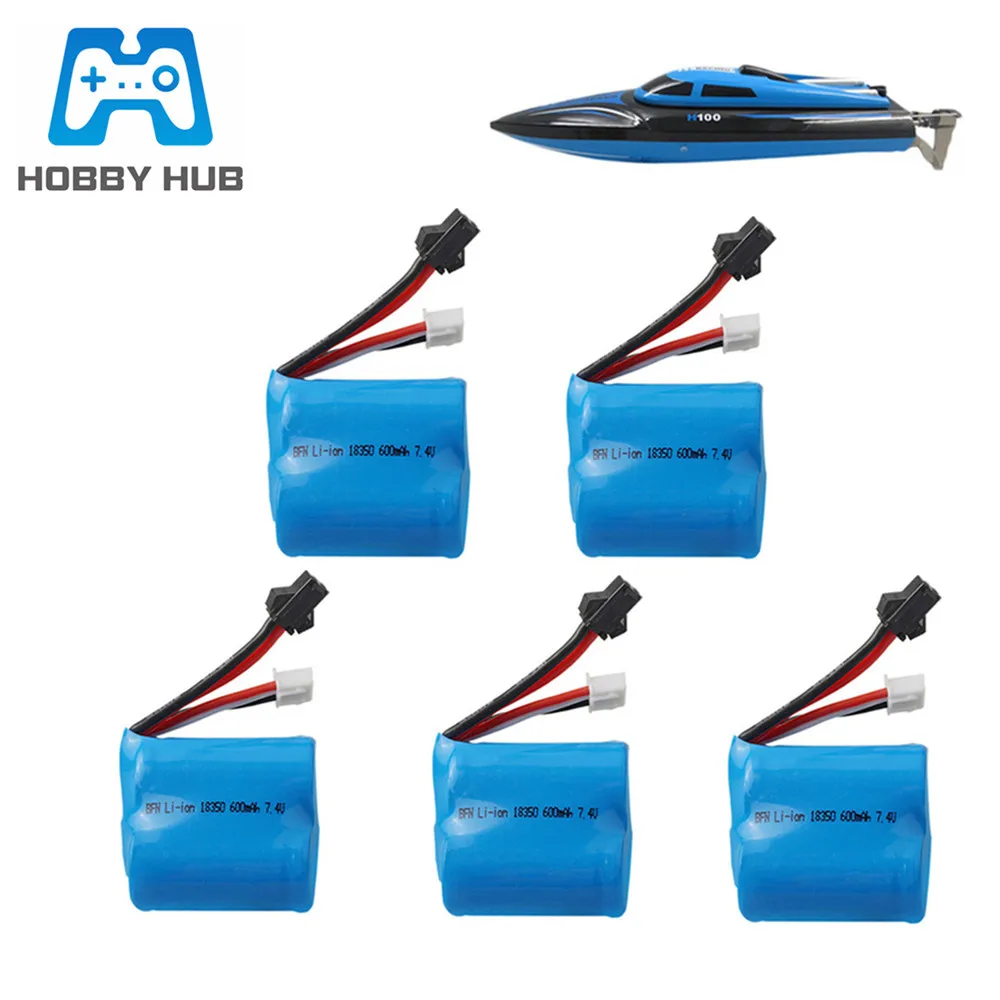 

H100 H102 RC Boat Battery 7.4V 600mAh 18350 Li-ion Battery for JJRC S1 S2 S3 S4 S5 High Speed RC boat 1pcs 10pcs