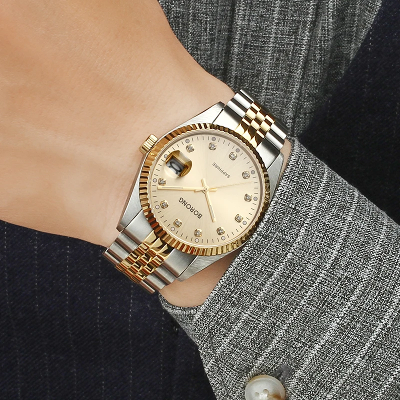 Мужские наручные часы мужские лучший бренд роскошные BORONG из нержавеющей стали