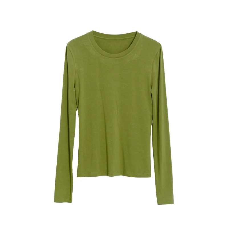 

MRMT 2021 Brand New Women's T Shirt Round Neck Pullover T-shirt for Female Long Sleeve Solid Color Leisure Tops T-shirt