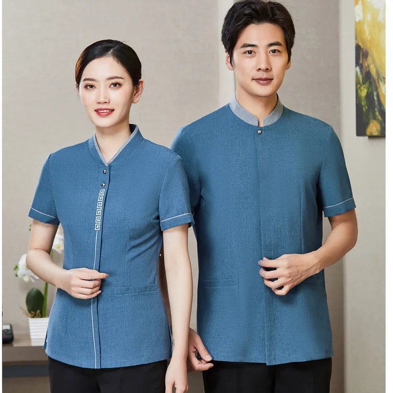 

Униформа для уборки с коротким рукавом женская униформа для гостевых отелей Рабочая Униформа с коротким рукавом