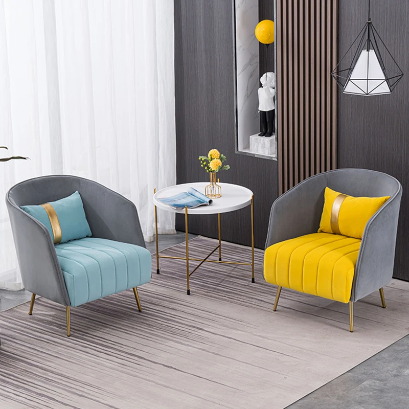 Luxury Single sofa Nordic Design living room furniture balcony velvet armchair beauty salon waiting chair lobby soft chairs | Мебель