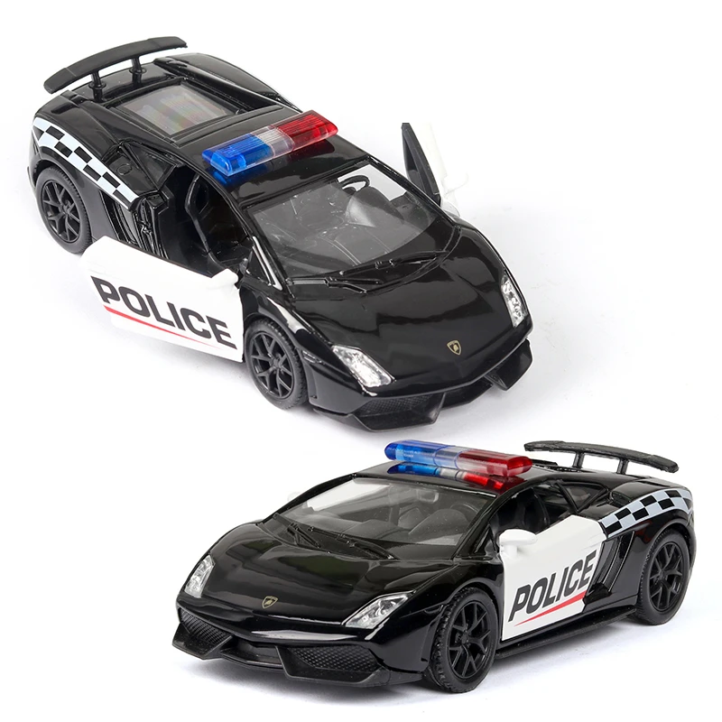 136 diecast alloy police car models challenger 2 doors opened with pull back function metal sports cars model for children toys free global shipping