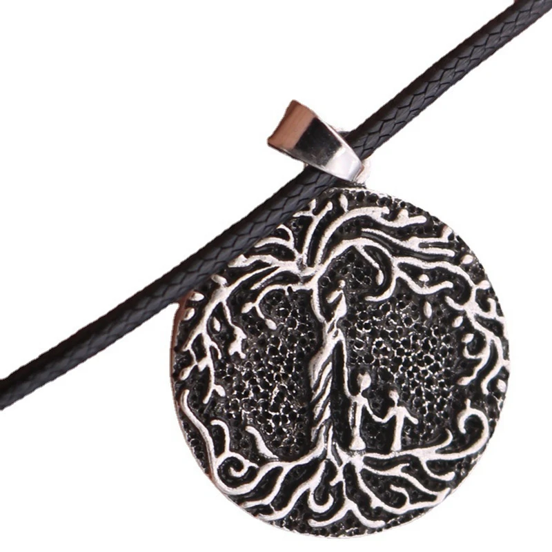 

COSYOO New Black Faux Leather Sun Cord Choker Charm Necklace Pendant Retro Silver Color Necklace For Mother Daughter