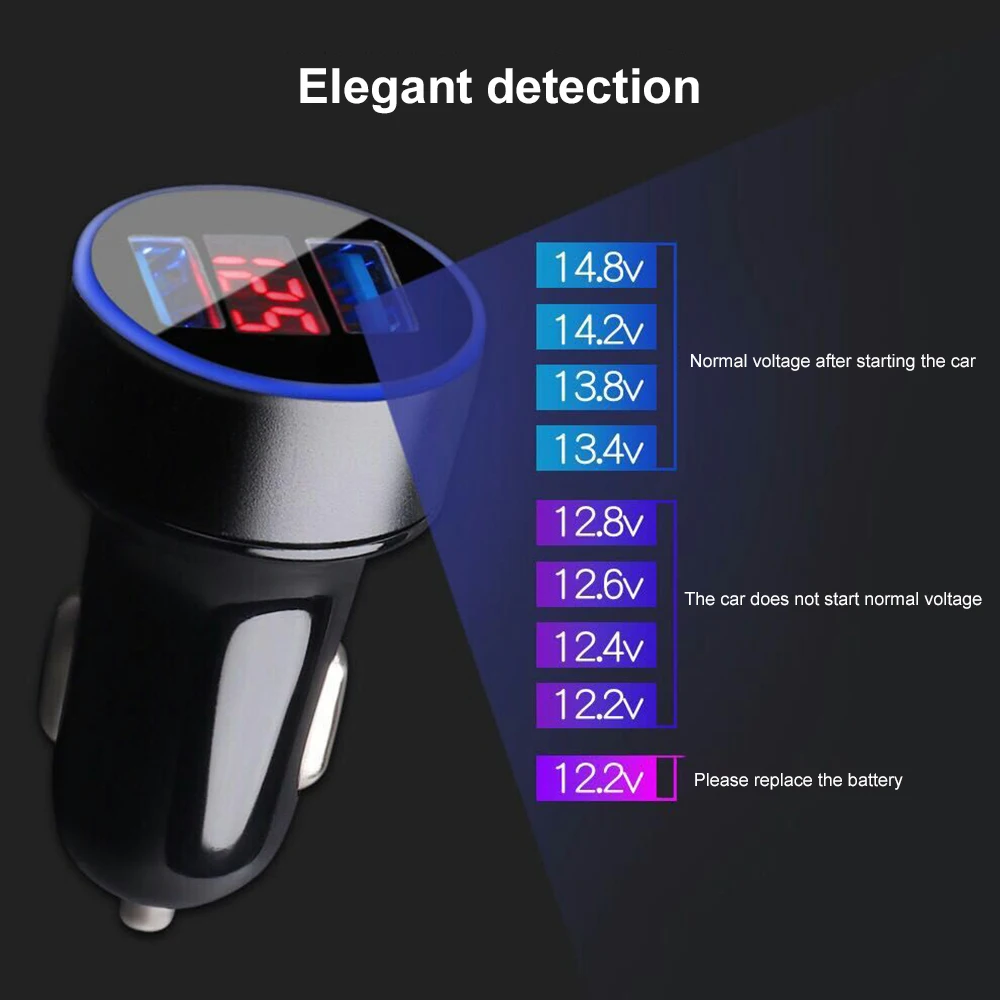 Автомобильный вольтметр 3 1 А 2 USB-порта 12-24 В | Автомобили и мотоциклы