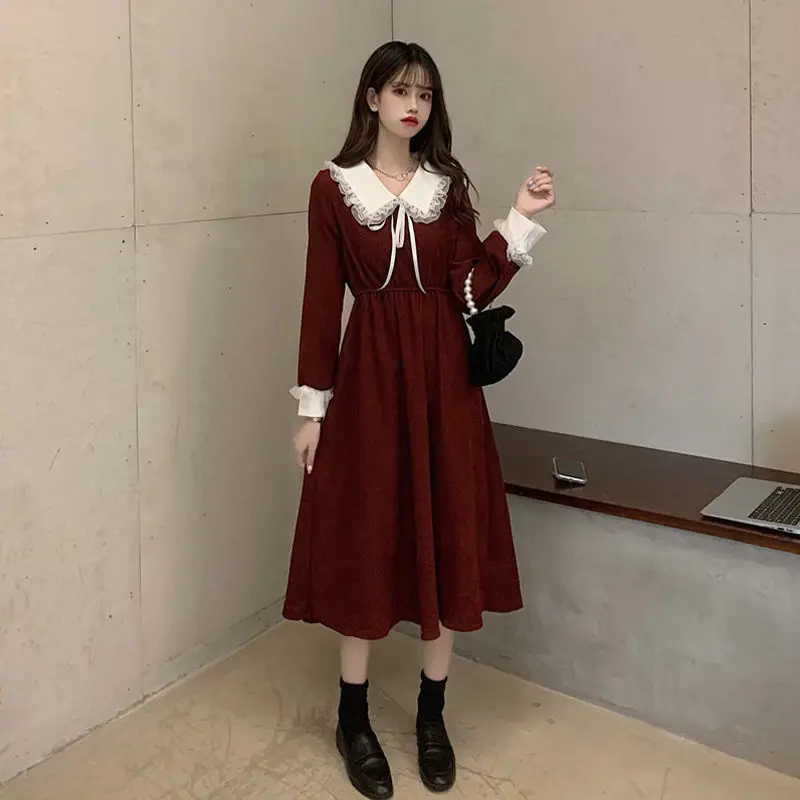 

Corduroy Dress for Women Autumn Winter New Long Dress Dresses for Women Vestido De Mujer