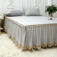 Summer Bed Skirt Ice Silk Three-Piece Set of Summer Sleeping Mat Solid Color Bedspread Lace Summer Cooling Non-Slip