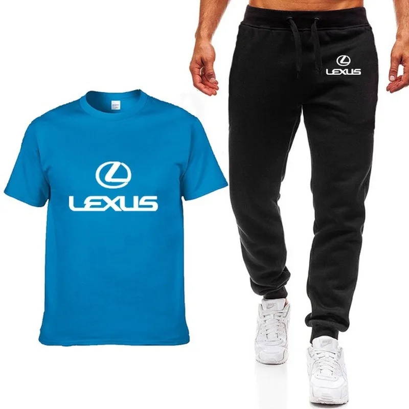

2020NEW Fashion Summer Men T Shirts for Lexus Car Logo Print HipHop Casual Cotton Short Sleeve high quality T-shirt pants suit