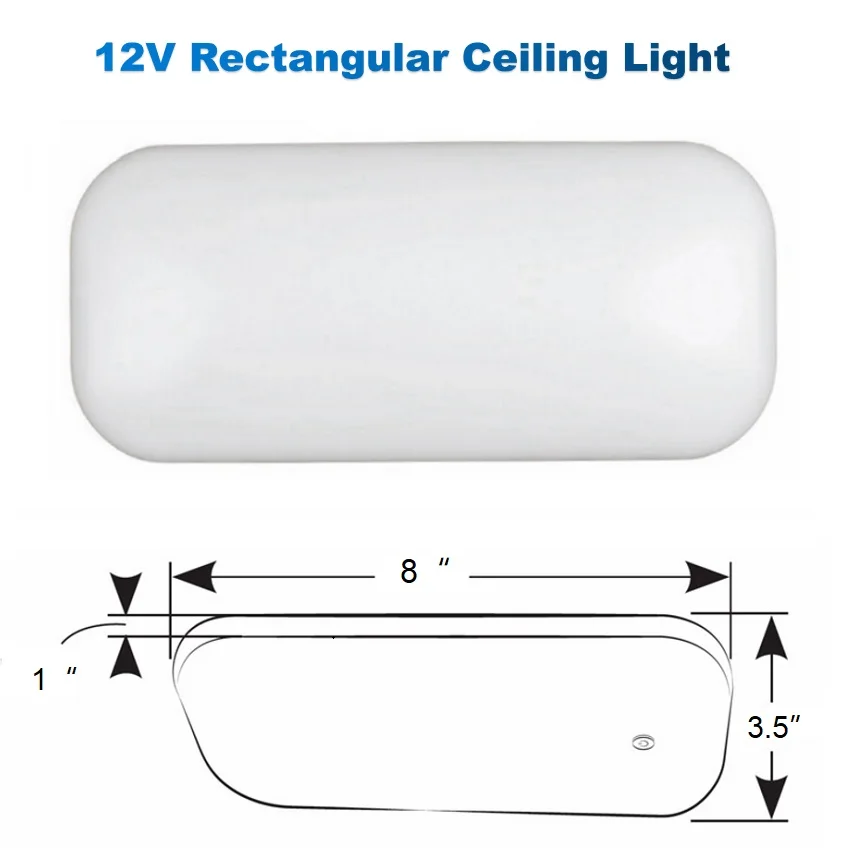 

Acrylic Rectangular LED Ceiling Light DC 12V Interior Roof Spotlight Cool White Marine/Yacht RV Caravan Reading Lamp White Shell