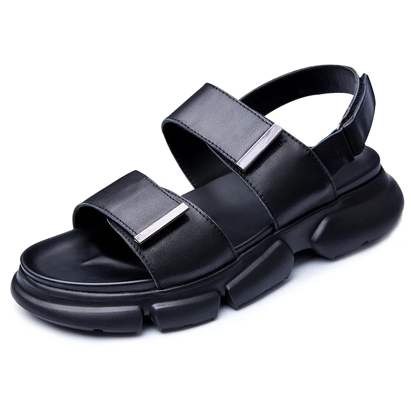 

Дышащая пляжная обувь, римские сандалии Весна анти-Противоскользящие тапочки с открытым носком; Обувь на плоской подошве для мужчин; Летние...